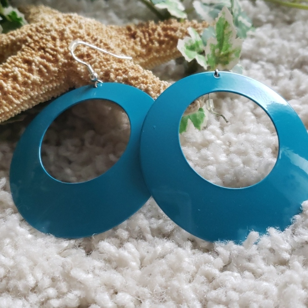 Blue Loop metal dangle earrings